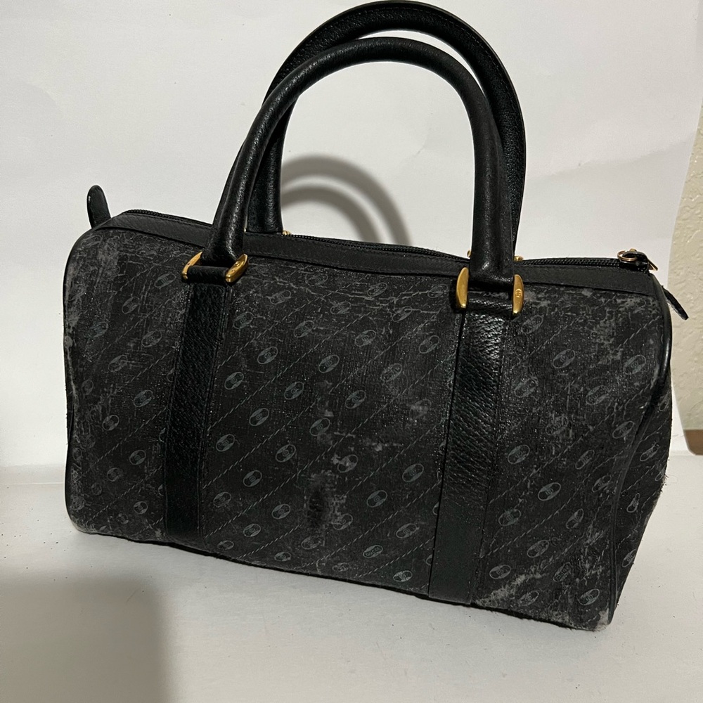 Very RARE Gucci Black Monogram Top-Handle Satchel